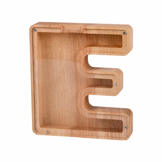 새로운 창조적 인 나무 알파벳 돼지 저금통 투명 유리 나무 돼지 저금통