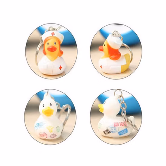 전문 고무 오리 장난감 열쇠 고리